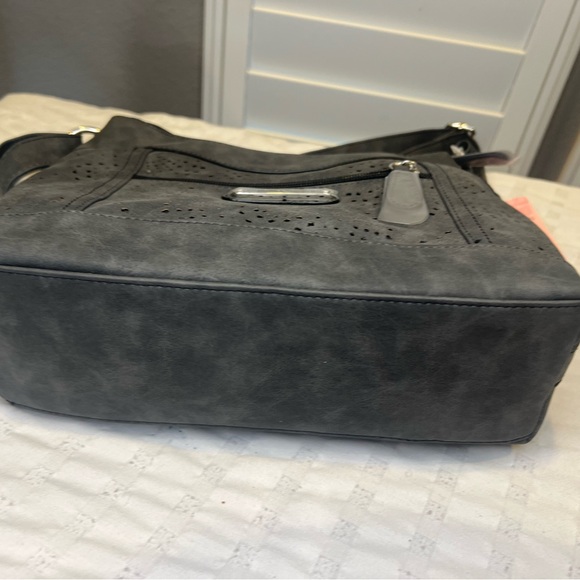 Stonemoutain Charcoal Grey Nubuck Faux Leather Irene Hobo Handbag NWT. - Picture 9 of 13